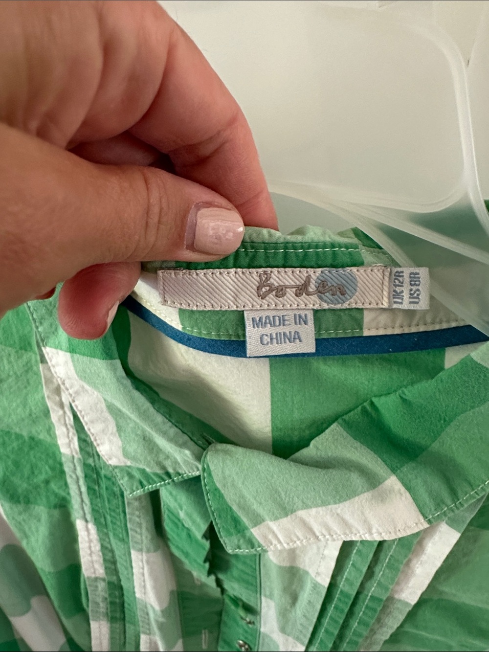 Boden Green and White Gingham Tie-Waist Shirt Dress - Picture 2 of 7